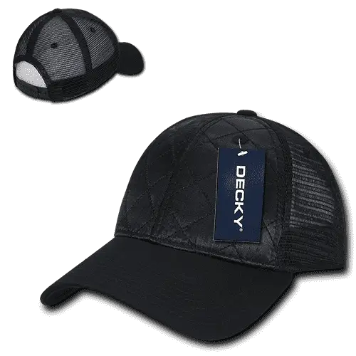 Decky 1142 Quilted Curve Trucker Cap - Black - Black / One Size Fits Most
