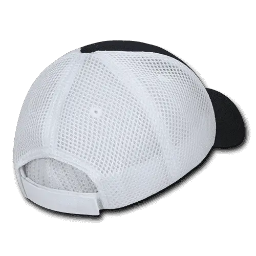 Decky 204 Low Crown Air Mesh Baseball Cap - Black White - Black White / One Size Fits Most
