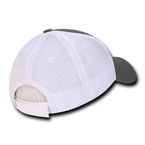 Decky 204 Low Crown Air Mesh Baseball Cap - Charcoal White - Dark Gray White / One Size Fits Most