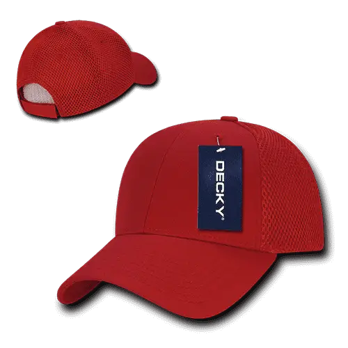 Decky 204 Low Crown Air Mesh Baseball Cap - Red Red - Red / One Size Fits Most