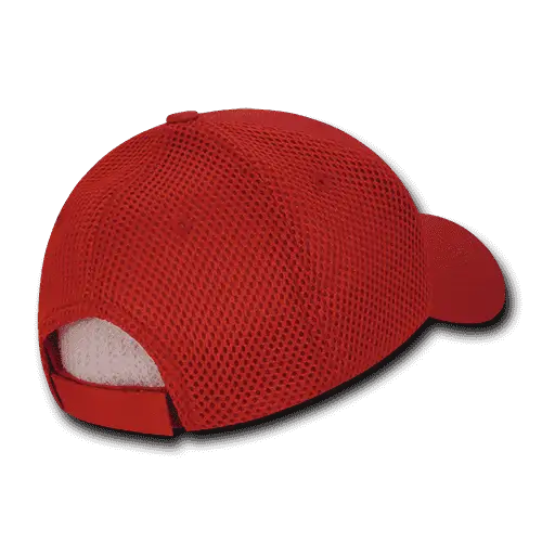 Decky 204 Low Crown Air Mesh Baseball Cap - Red Red - Red / One Size Fits Most
