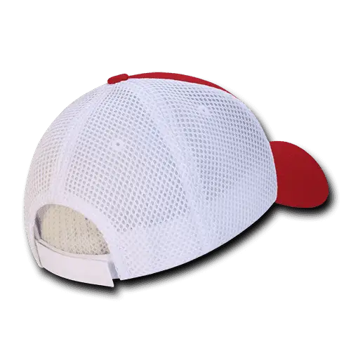 Decky 204 Low Crown Air Mesh Baseball Cap - Red White - Red White / One Size Fits Most