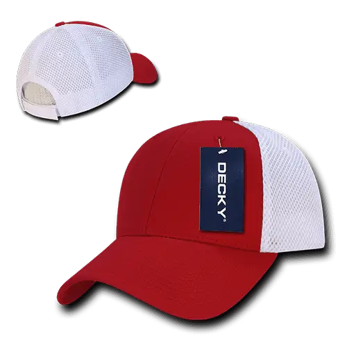 Decky 204 Low Crown Air Mesh Baseball Cap - Red White - Red White / One Size Fits Most