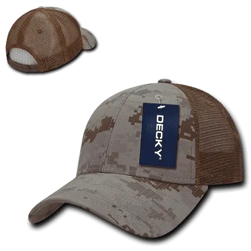 Decky 218 Structured Camo Trucker Cap - Desert Camo - Tan / One Size Fits Most