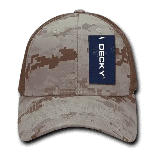 Decky 218 Structured Camo Trucker Cap - Desert Camo - Tan / One Size Fits Most