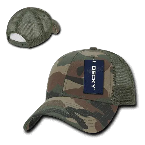 Decky 218 Structured Camo Trucker Cap - Woodland Camo - Woodland Camo / One Size Fits Most