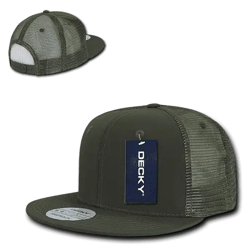 Decky 241 Ripstop Flat Bill Trucker Cap - Olive Drab - Olive / One Size Fits Most