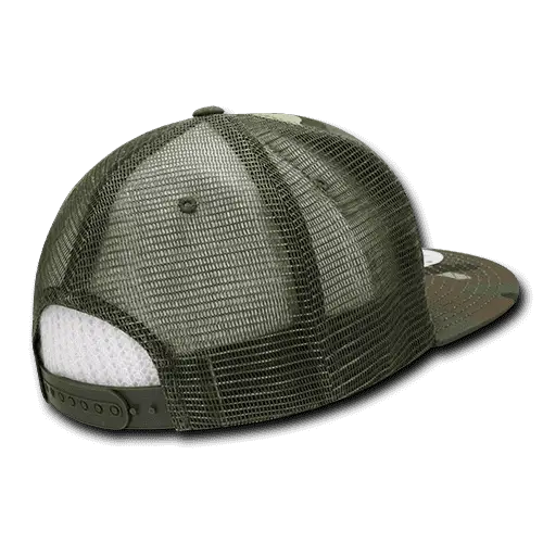 Decky 241 Ripstop Flat Bill Trucker Cap - Woodland Camo - Woodland Camo / One Size Fits Most