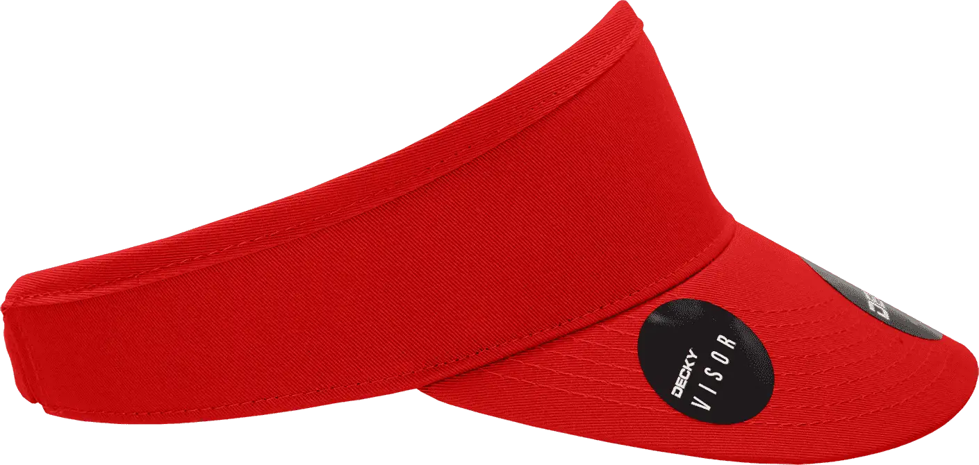 Decky 3015 High Profile Cotton Visor - Red - Red / One Size Fits Most