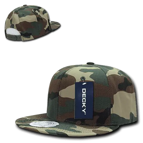 Decky 360 Ripstop Snapback Cap - Woodland Camo - Woodland Camo / One Size Fits Most