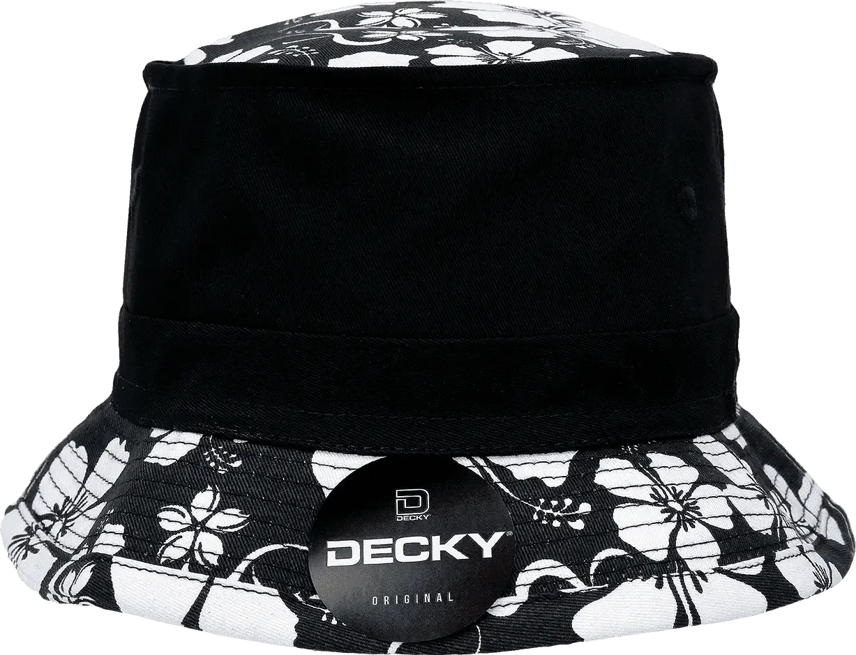 Decky 456 Floral Brim Fisherman Hat - Black - Black / S/M