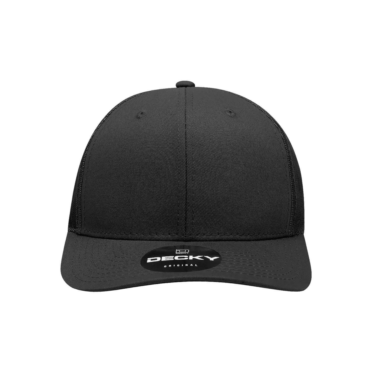 Decky 6021 Mid Profile 6 Panel Poly Cotton Trucker Cap - Black - Black / One Size Fits Most