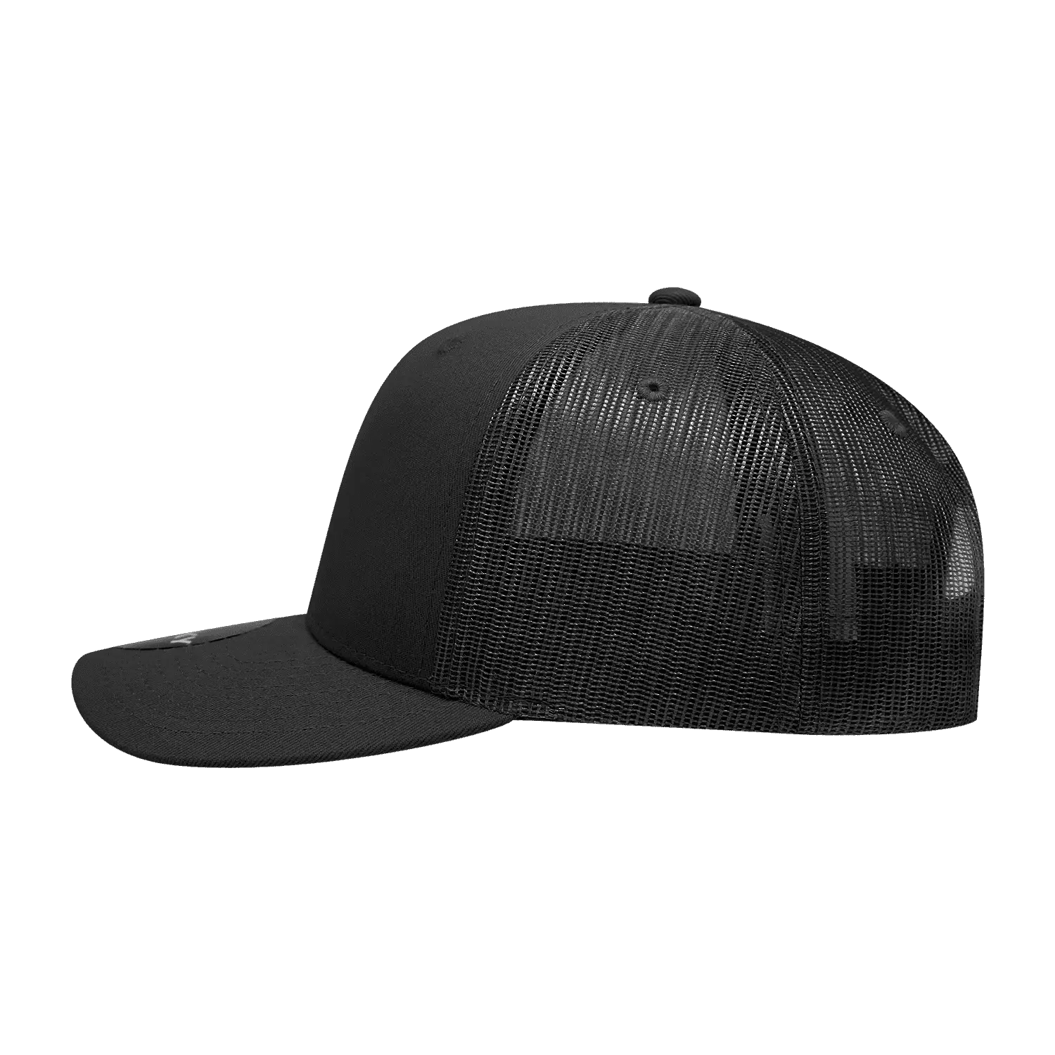 Decky 6021 Mid Profile 6 Panel Poly Cotton Trucker Cap - Black - Black / One Size Fits Most