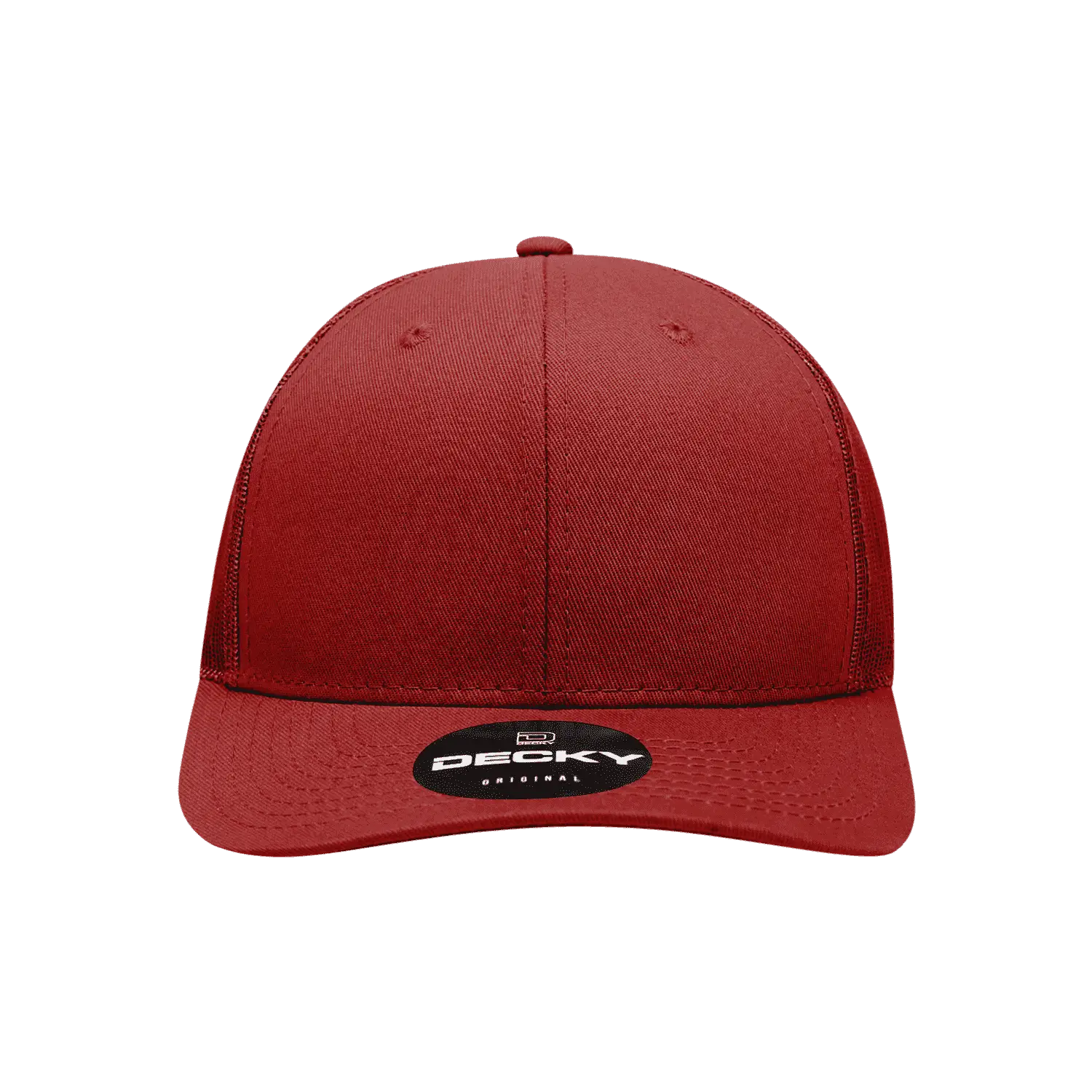 Decky 6021 Mid Profile 6 Panel Poly Cotton Trucker Cap - Cardinal - Cardinal / One Size Fits Most
