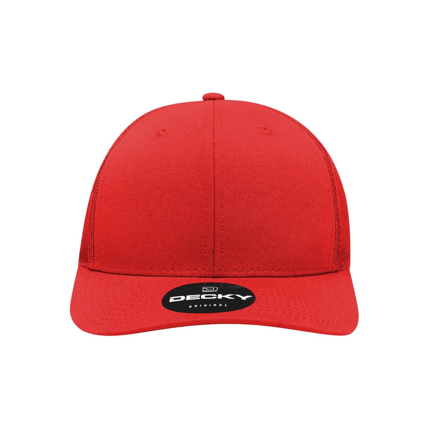 Decky 6021 Mid Profile 6 Panel Poly Cotton Trucker Cap - Red - Red / One Size Fits Most
