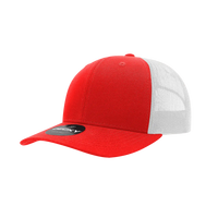 Decky 6021 Mid Profile 6 Panel Poly Cotton Trucker Cap - Red White - Red White / One Size Fits Most