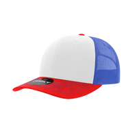 Decky 6021 Mid Profile 6 Panel Poly Cotton Trucker Cap - Red White Royal - Red Royal / One Size Fits Most