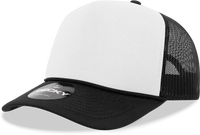 Decky 6025 Mid Profile 6 Panel Poly Cotton Trucker Cap - Black White Black - Black White Black / One Size Fits Most