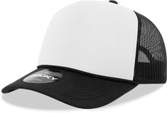 Decky 6025 Mid Profile 6 Panel Poly Cotton Trucker Cap - Black White Black - Black White Black / One Size Fits Most