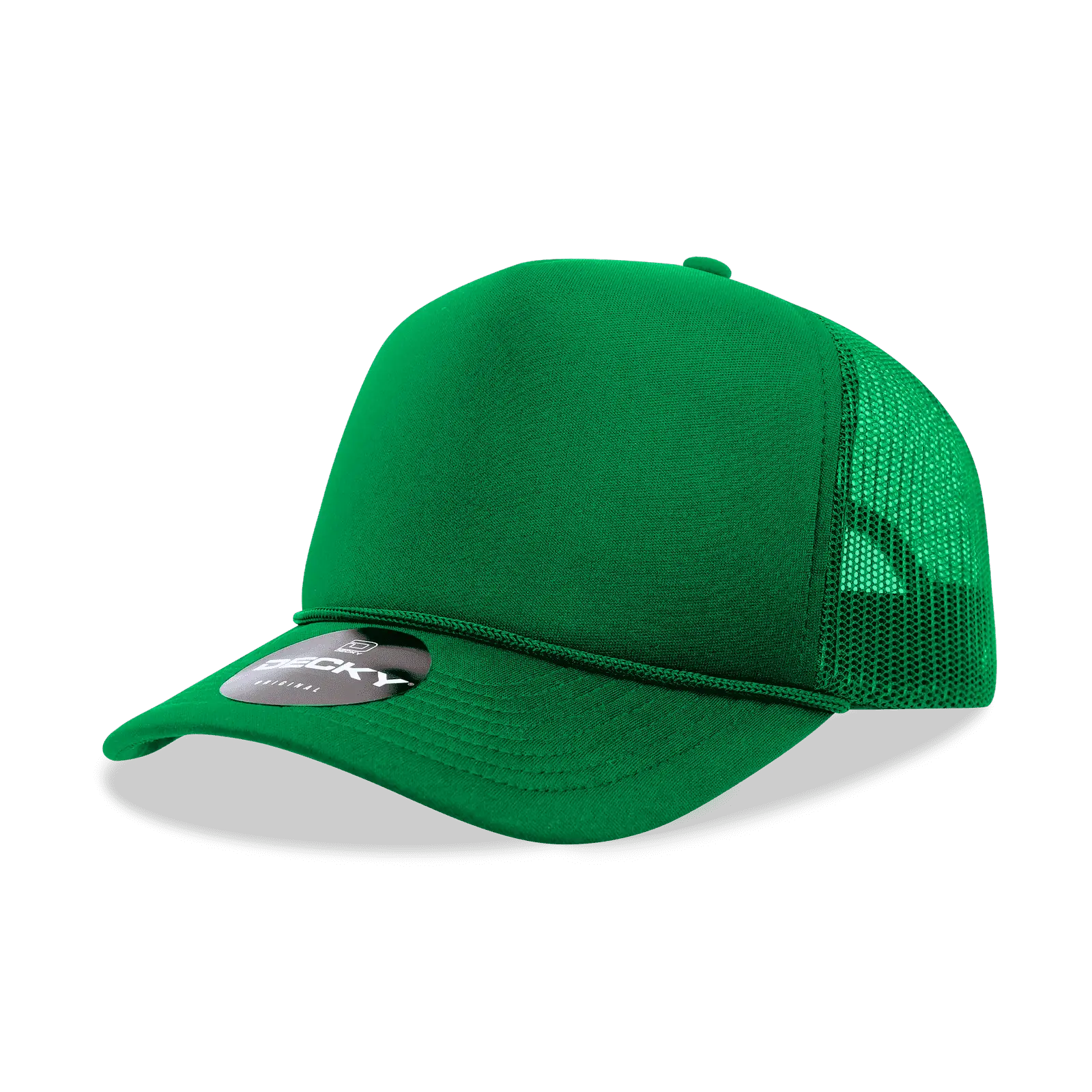 Decky 6025 Mid Profile 6 Panel Poly Cotton Trucker Cap - Kelly - Kelly / One Size Fits Most