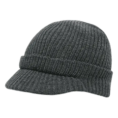 Decky 605 GI Jeep Beanie with Visor - Heather Charcoal - Dark Gray / One Size Fits Most