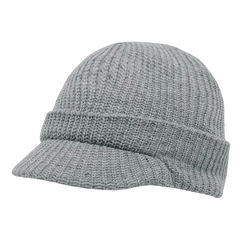 Decky 605 GI Jeep Beanie with Visor - Heather Gray - Gray / One Size Fits Most