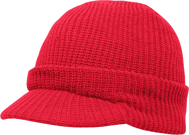 Decky 605 GI Jeep Beanie with Visor Red Red / One Size Fits Most