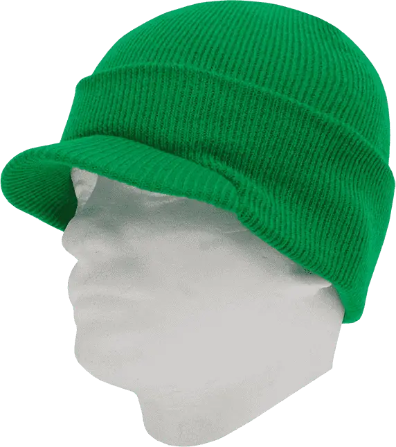 Decky 8009 Jeep Beanie with Visor Kelly Green Kelly / One Size Fits Most