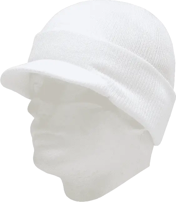 Decky 8009 Jeep Beanie with Visor White White / One Size Fits Most