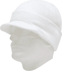 Decky 8009 Jeep Beanie with Visor White White / One Size Fits Most