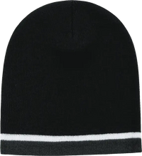 Decky 8015 Double Striped Beanie Black White Charcoal Black Charcoal / One Size Fits Most