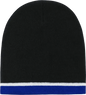 Decky 8015 Double Striped Beanie Black White Royal Black Royal / One Size Fits Most