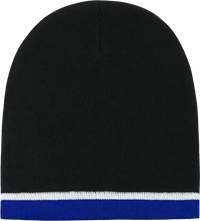 Decky 8015 Double Striped Beanie Black White Royal Black Royal / One Size Fits Most