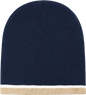 Decky 8015 Double Striped Beanie - Navy White Khaki - Navy Khaki / One Size Fits Most