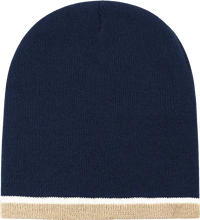 Decky 8015 Double Striped Beanie Navy White Khaki Navy Khaki / One Size Fits Most