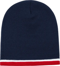 Decky 8015 Double Striped Beanie Navy White Red Navy Red / One Size Fits Most