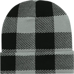 Decky 8027 Long Plaid Beanie Black Black / One Size Fits Most