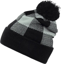Decky 8028 Pom Plaid Beanie Black Black / One Size Fits Most