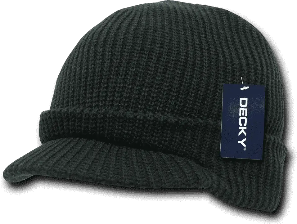 Decky 9052 Youth GI Jeep Beanie with Visor Black Black / One Size Fits Most