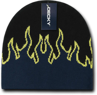 Decky 9055 Kids Fire Beanie Black Navy Yellow Black Navy / One Size Fits Most