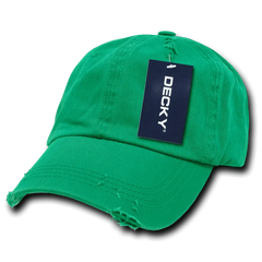 Decky 959 Vintage Frayed Polo Cap - Kelly - Kelly / One Size Fits Most