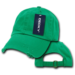 Decky 959 Vintage Frayed Polo Cap - Kelly - Kelly / One Size Fits Most