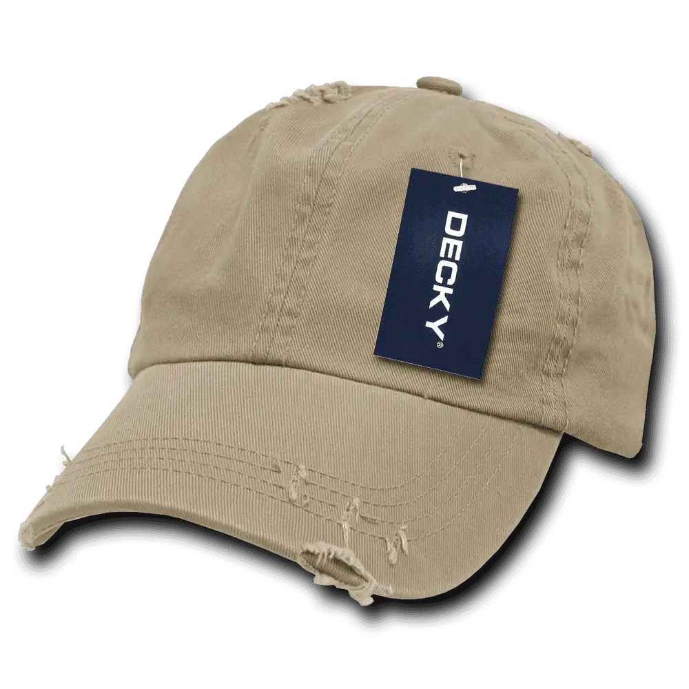 Decky 959 Vintage Frayed Polo Cap - Khaki - Khaki / One Size Fits Most