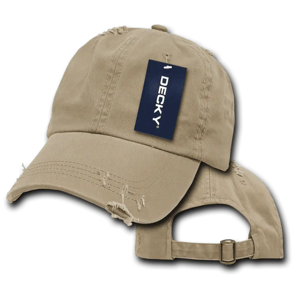 Decky 959 Vintage Frayed Polo Cap - Khaki - Khaki / One Size Fits Most