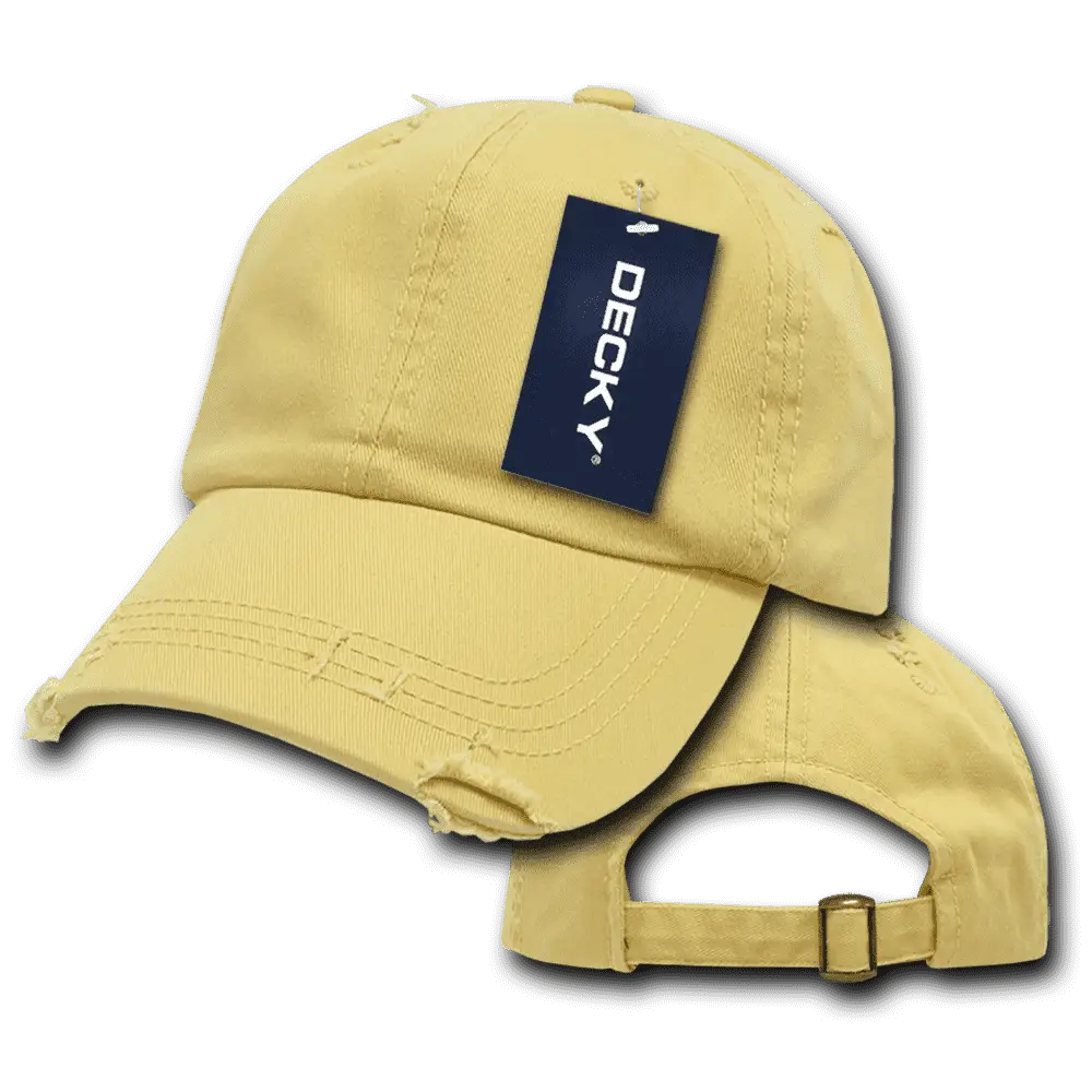Decky 959 Vintage Frayed Polo Cap - Mustard - Gold / One Size Fits Most