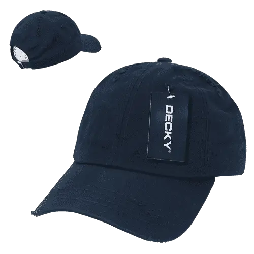 Decky 959 Vintage Frayed Polo Cap - Navy - Navy / One Size Fits Most