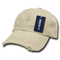 Decky 959 Vintage Frayed Polo Cap - Stone - Ivory / One Size Fits Most