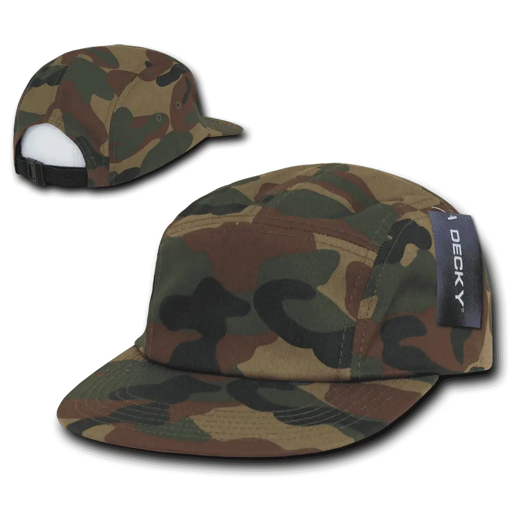 Decky 985 5 Panel Racer Cap - Woodland Camo - Woodland Camo / One Size Fits Most