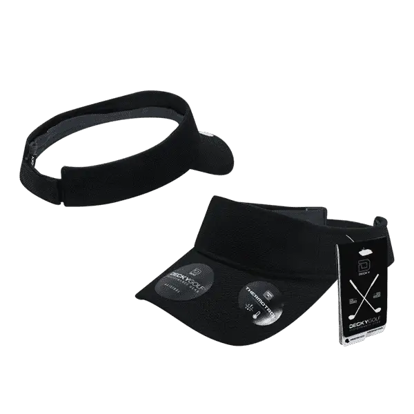 DeckyGolf 6104 Pique Patterned Sun Visor - Black - Black / One Size Fits Most