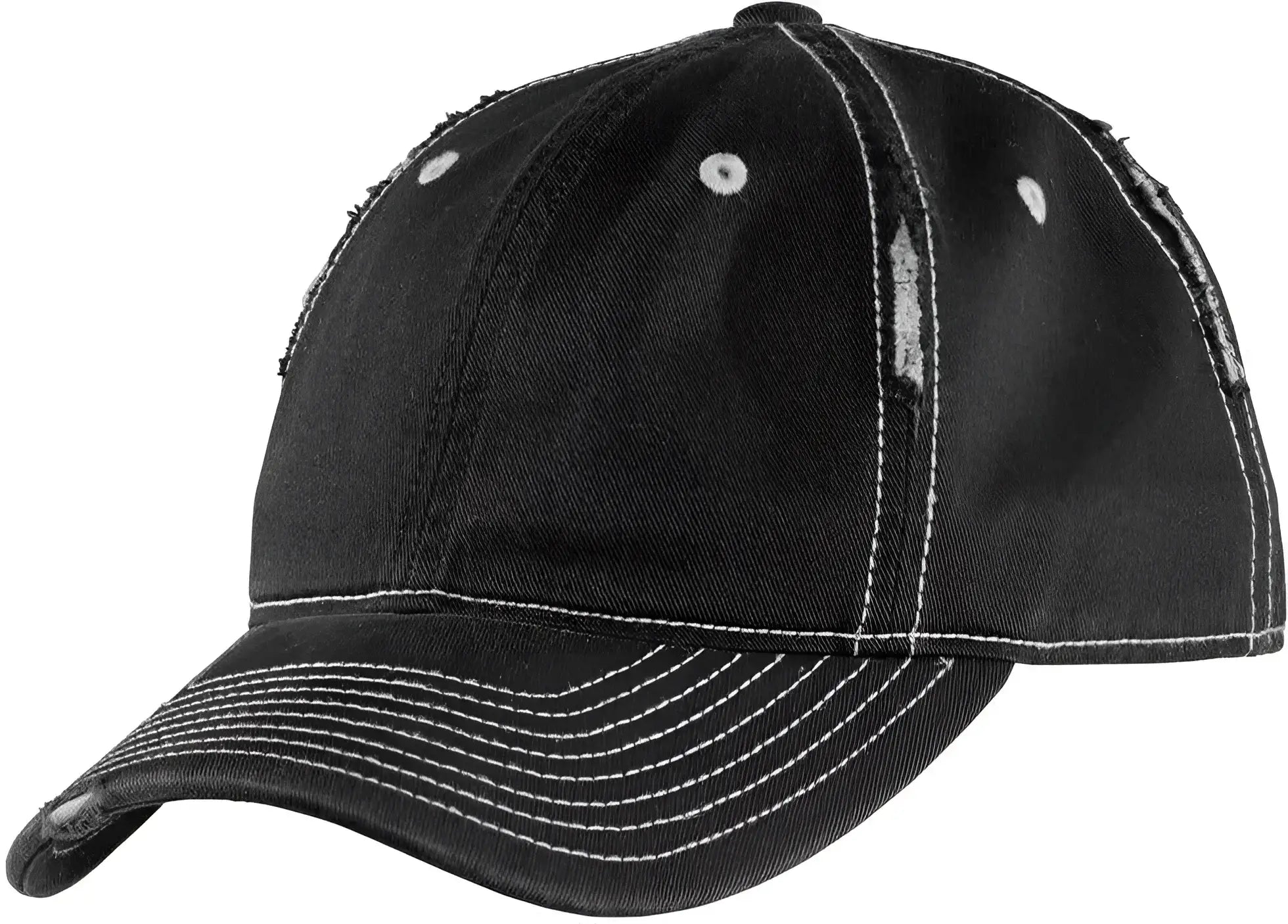 District DT612 Rip and Distressed Cap - Black Chrome - Black Dark Gray / One Size Fits Most